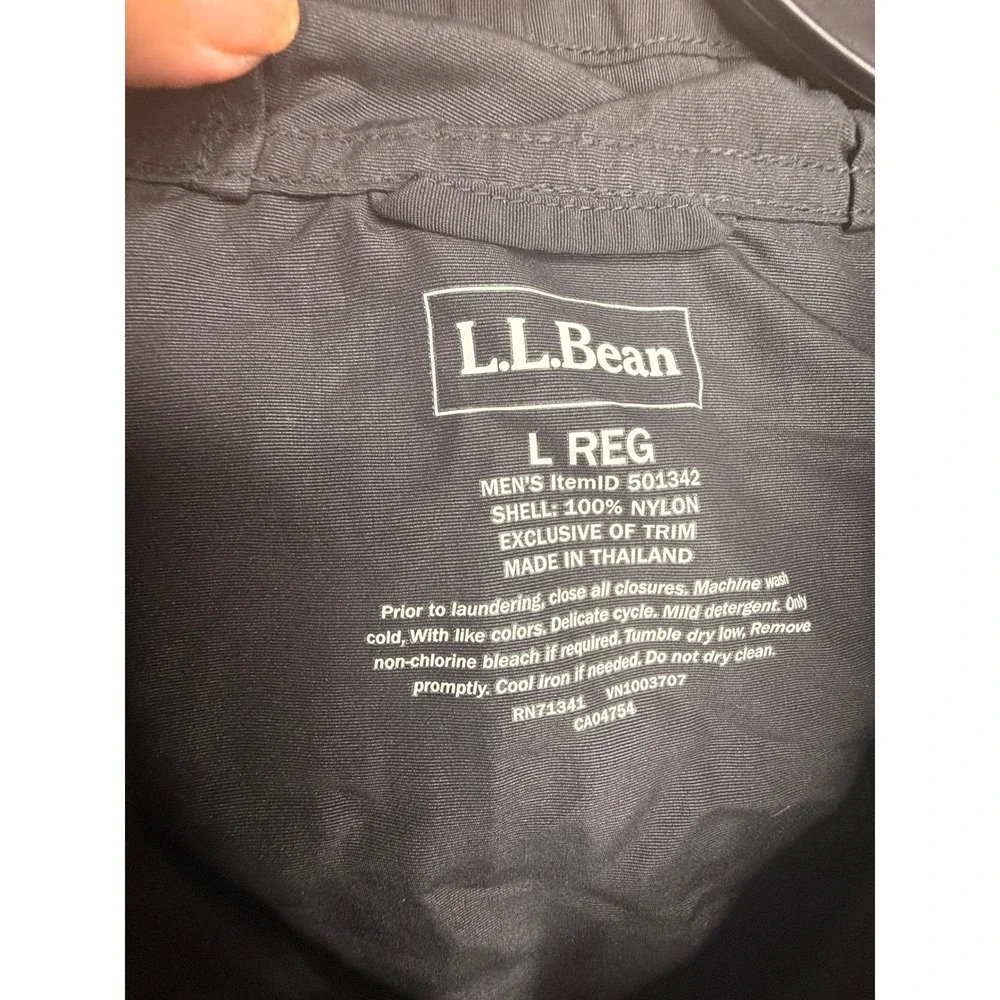 L.L.Bean Mountain Classic Anorak Men's L Black Utility Hooded Windbreaker 501342